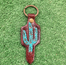 Load image into Gallery viewer, Leather Cactus Keychain
