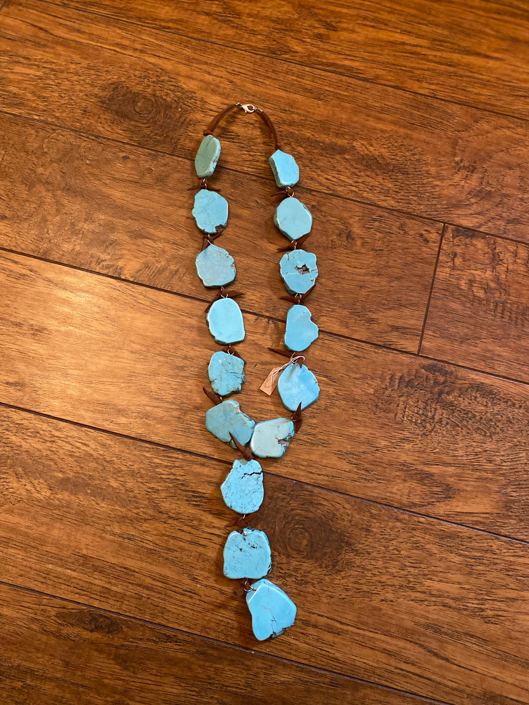 Turquoise Stone & Leather Necklace
